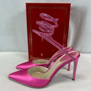 Rene Caovilla Cleo embellished satin pumps